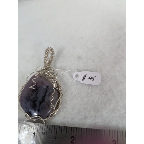 SS and SF wire wrap pendant no chain dendrick agate 1.5" x2.5" - Picture 8 of 10